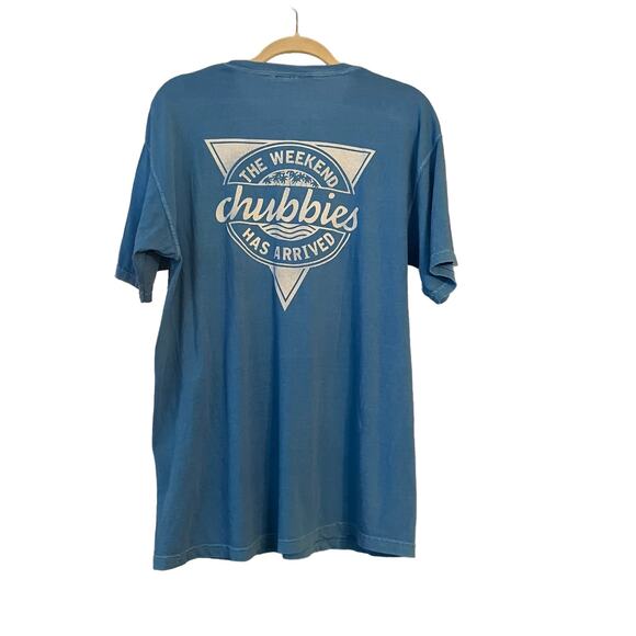 Chubbies Blue Cotton T-shirtș “The Weekend Has Begun” Mens Large Beachy - Picture 1 of 5